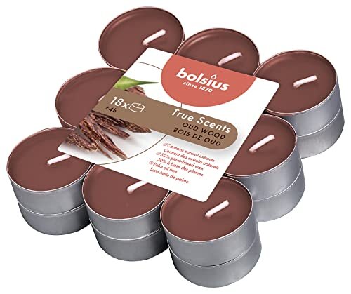 Duft-Teelichte Alu 4 Stunden 18er Pack True Scents Oud Wood