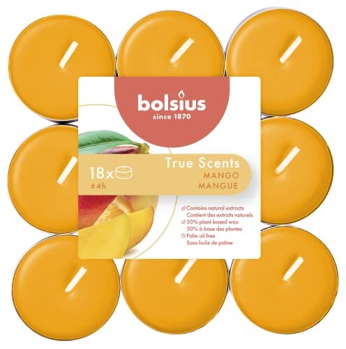 AAO Duft-Teelichte Alu 4 Stunden 18er Pack True Scents Mango