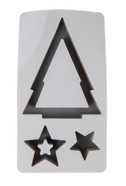 AAO Silikon Gießform Teelichtbaum und Sterne, 14,5x26x4cm, 3 Formen, Box 1Stück